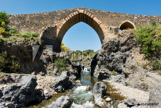 Picture of Medieval bridge of Adrano Sicily of arabic origin and saracen